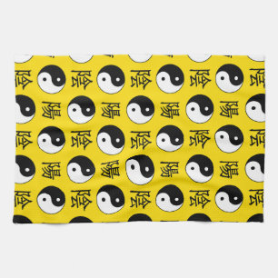 Gele achtergrond Chinees Yinyang patroon Theedoek