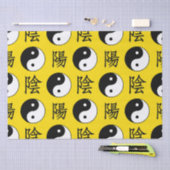 Gele achtergrond Chinees Yinyang patroon Tissuepapier (Craft)