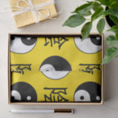 Gele achtergrond Chinees Yinyang patroon Tissuepapier (Geschenk)