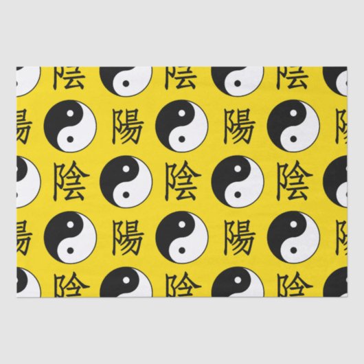 Gele achtergrond Chinees Yinyang patroon Tissuepapier (Voorkant)