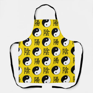 Gele achtergrond Chinese Yinyang-patroon Schort