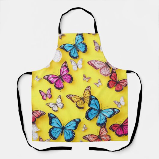 Gele achtergrond en vlinders schort (Voorkant)