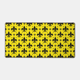 Gele Achtergrond Fleur-de-lis Patroonontwerp Bureaumat