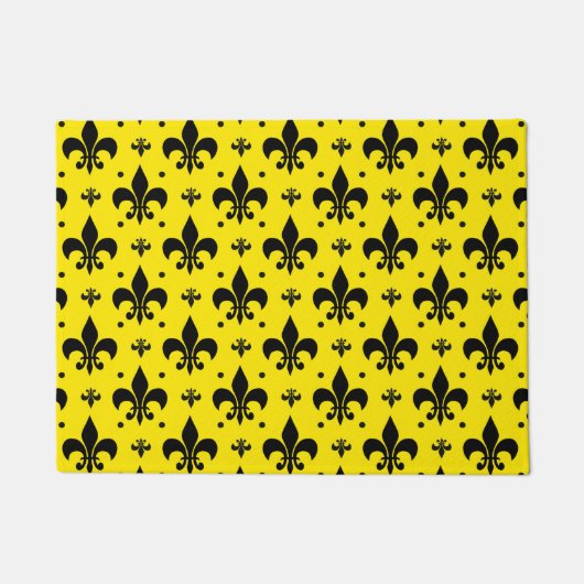 Gele Achtergrond Fleur-de-lis Patroonontwerp Deurmat (Voorkant)