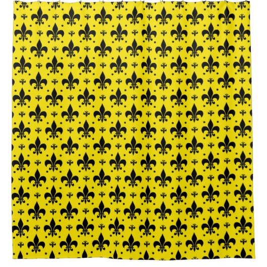 Gele Achtergrond Fleur-de-lis Patroonontwerp Douchegordijn (Voorkant)