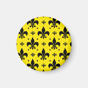 Gele Achtergrond Fleur-de-lis Patroonontwerp Magneet