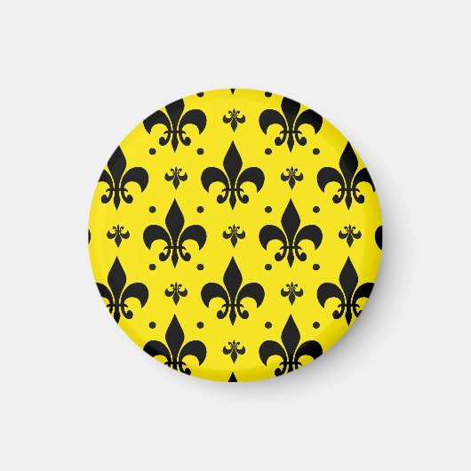 Gele Achtergrond Fleur-de-lis Patroonontwerp Magneet (Voorkant)