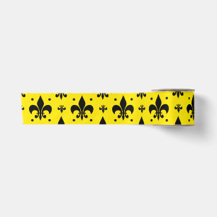Gele Achtergrond Fleur-de-lis Patroonontwerp Satijnen Lint