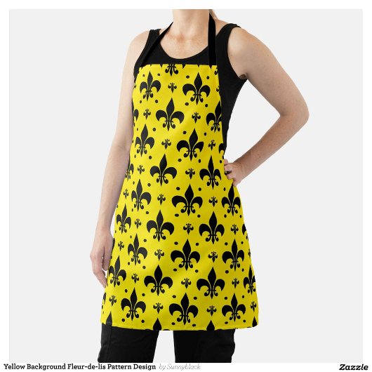 Gele Achtergrond Fleur-de-lis Patroonontwerp Schort