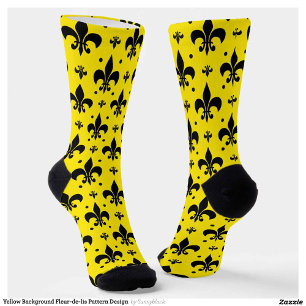 Gele Achtergrond Fleur-de-lis Patroonontwerp Sokken