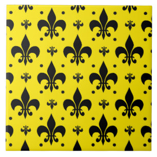 Gele Achtergrond Fleur-de-lis Patroonontwerp Tegeltje