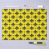 Gele Achtergrond Fleur-de-lis Patroonontwerp Tissuepapier (Craft)