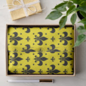 Gele Achtergrond Fleur-de-lis Patroonontwerp Tissuepapier (Geschenk)