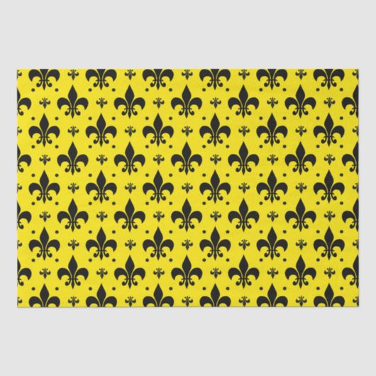 Gele Achtergrond Fleur-de-lis Patroonontwerp Tissuepapier (Voorkant)