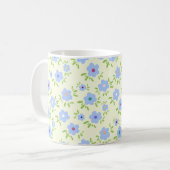 Gele achtergrond Happy Flowers Koffiemok (Voorkant links)