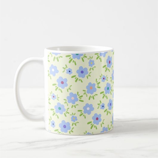 Gele achtergrond Happy Flowers Koffiemok (Links)