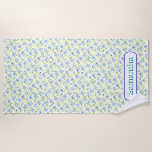 Gele achtergrond Happy Flowers Strandlaken (Voorkant)