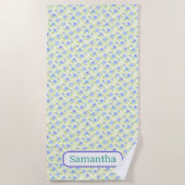 Gele achtergrond Happy Flowers Strandlaken (Voorkant)