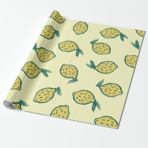 Gele achtergrond met citroenen. Citroen. achtergro Cadeaupapier