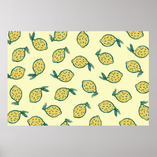 Gele achtergrond met citroenen. Lemon achtergrond  Poster