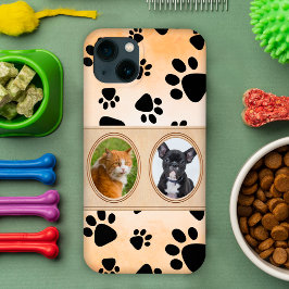 Gele achtergrond met poten, aangepaste huisdier fo Case-Mate iPhone case