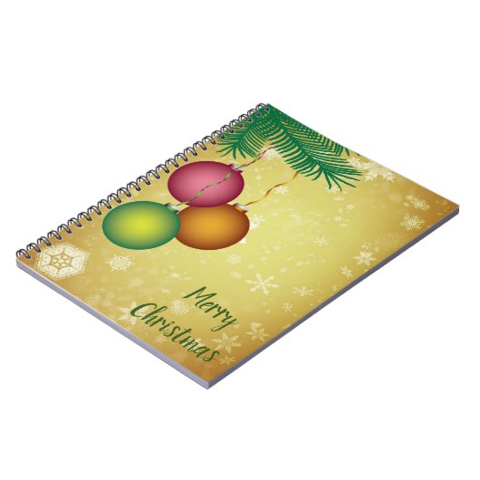 Gele achtergrond met sneeuwvlokken en pineTree Notitieboek (Linkerzijde)