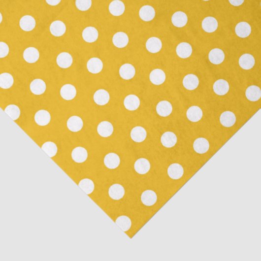 Gele achtergrond met witte pooldots tissuepapier (Detail)