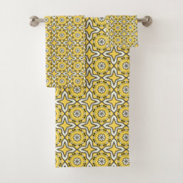 Gele achtergrond ster geometrisch patroon  bad handdoek