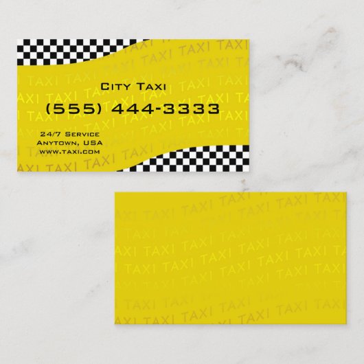 Gele achtergrond Taxi Service Visitekaartje (Voorkant / Achterkant)