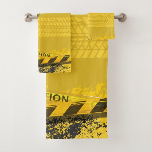 Gele achtergrond van lijnspoor bad handdoek (Insitu)