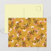 Gele achtergrondbloemen aankondigingskaart (Voorkant / Achterkant)