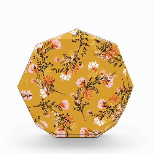 Gele achtergrondbloemen fotoblokken (Voorkant)