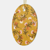 Gele achtergrondbloemen keramisch ornament (Links)