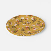 Gele achtergrondbloemen papieren bordje (Gekanteld)