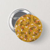 Gele achtergrondbloemen ronde button 5,7 cm (Voorkant /achterkant)