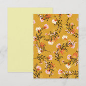 Gele achtergrondbloemen RSVP kaartje (Voorkant / Achterkant)