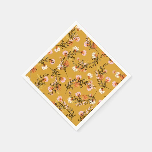 Gele achtergrondbloemen servet (Hoek)