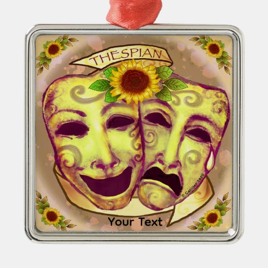 Gele actermaskers metalen ornament (Voorkant)