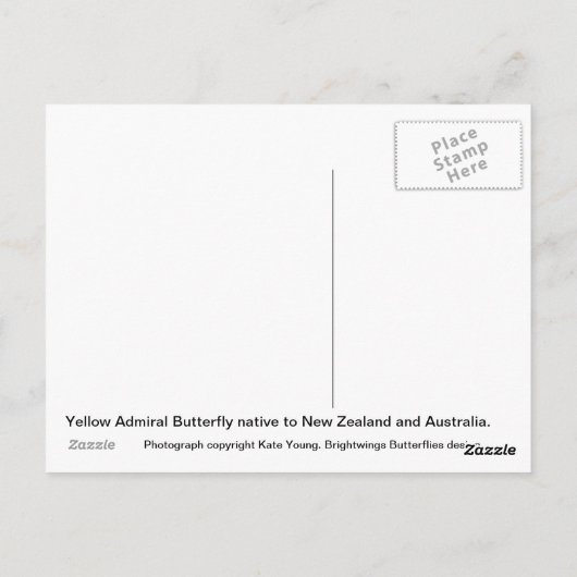 Gele admirale vlinder briefkaart (Achterkant)