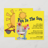 Gele Adult Pool Party BBQ Uitnodigingen (Voorkant / Achterkant)