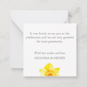 Gele affodil Narcissus Gepersonaliseerd Dank u Notitiekaartje (Achterkant)