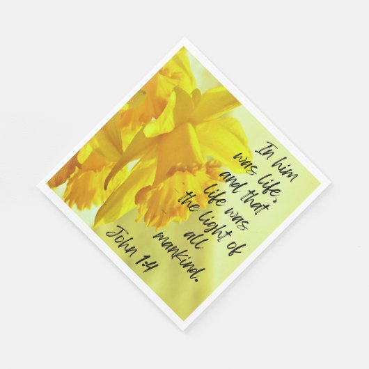 Gele affodils Napkins Scripts John 1-4 Servet (Hoek)