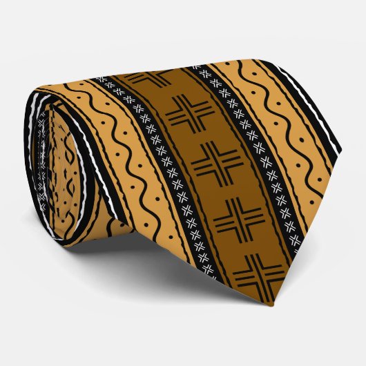 Gele Afrikaanse bogolan Stropdas, gedrukt Stropdas (Opgerold)