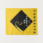 Gele afstudeerklas van 2025-feest wandkleed (Voorkant (horizontaal))