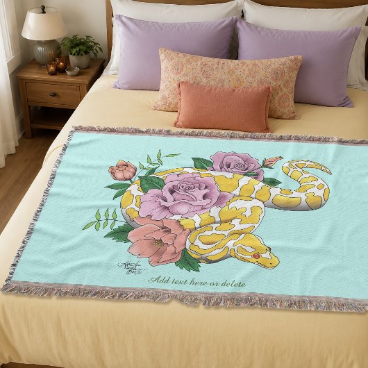 Gele Albino Bal Python Turquoise Rozen Deken