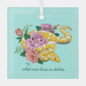 Gele Albino Bal Python Turquoise Rozen Glas Ornament (Voorkant)