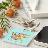 Gele Albino Bal Python Turquoise Rozen Zakelijk Sleutelhanger (Voorkant Rechts)