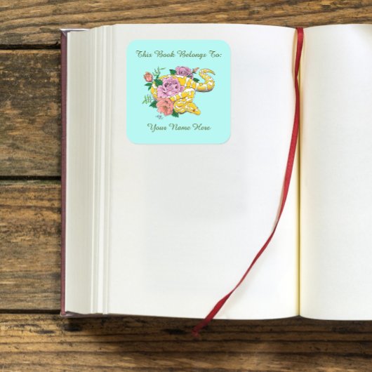 Gele Albino Ball Python Bookplate Vierkante Sticker