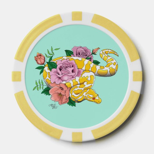 Gele Albino Ball Snake Poker Chips (Voorkant)
