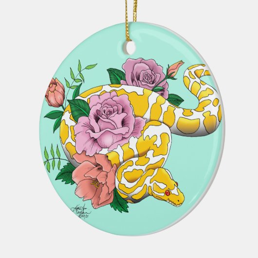 Gele Albino Balpython Keramisch Ornament (Links)